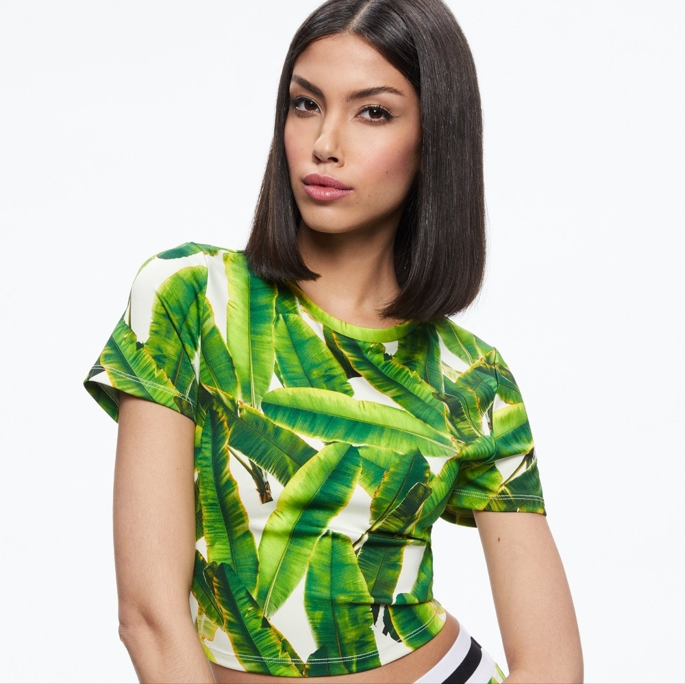 Alice + Olivia Tropical Green Crop Top